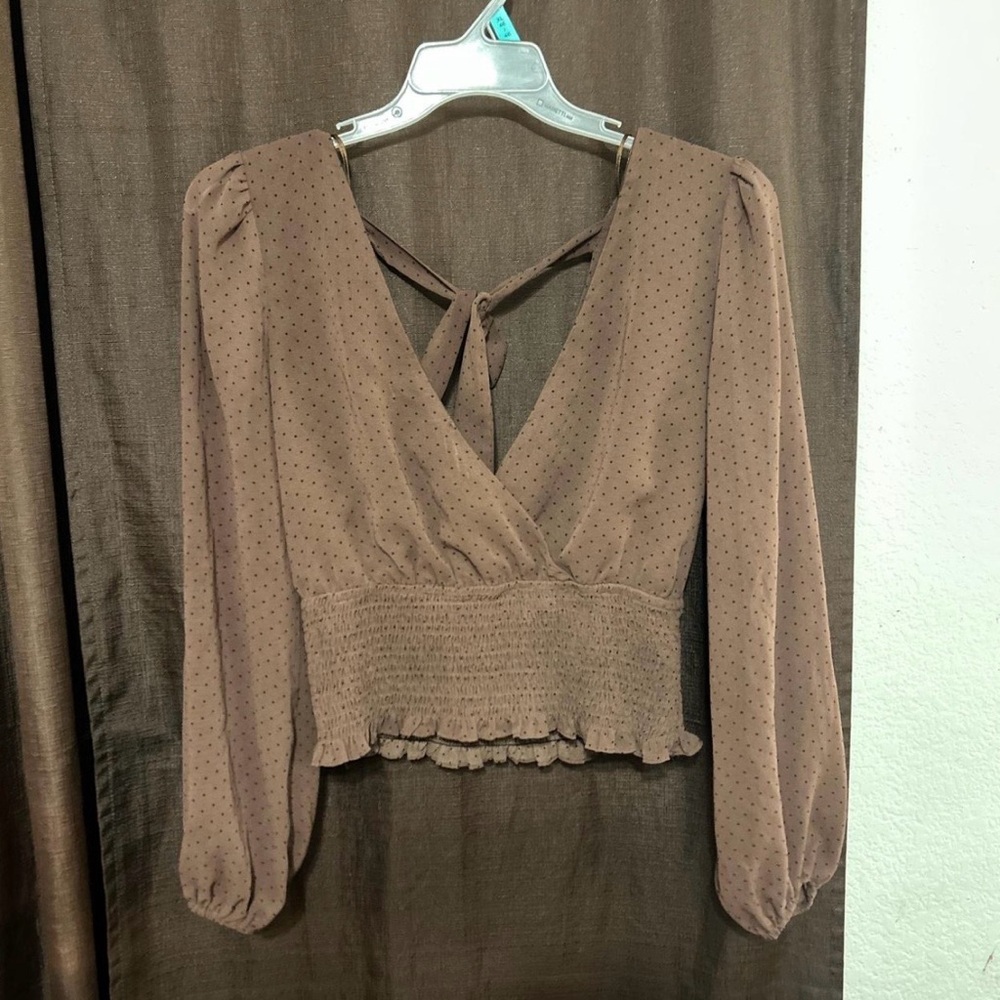 Brown Polka Dot Women's Top